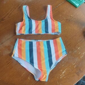 shein strped bikini set medium